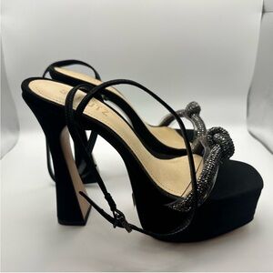 SCHUTZ Black Heels with Glittering Silver Straps